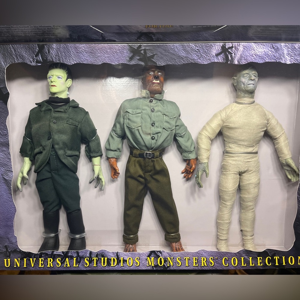 1997 Kenner UNIVERSAL STUDIOS MONSTERS COLLECTION Frankenstein - Wolf Man -Mummy